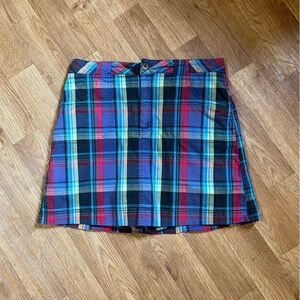 Y2K White Stag Multicolor Cotton Blend Plaid Mini Skort